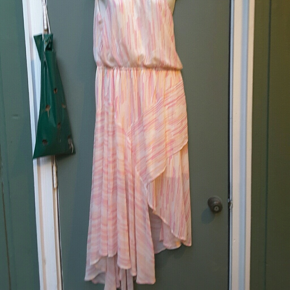Ladies Cold Shoulder Hanky Hem Striped SunDress  L - Picture 2 of 3